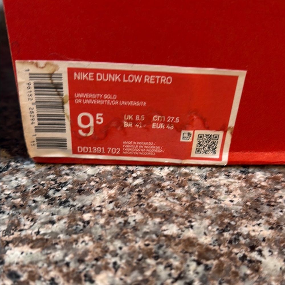 Nike Low Dunk Retro Burgundy and Gold Athletic Shoes - Picture 2 of 6